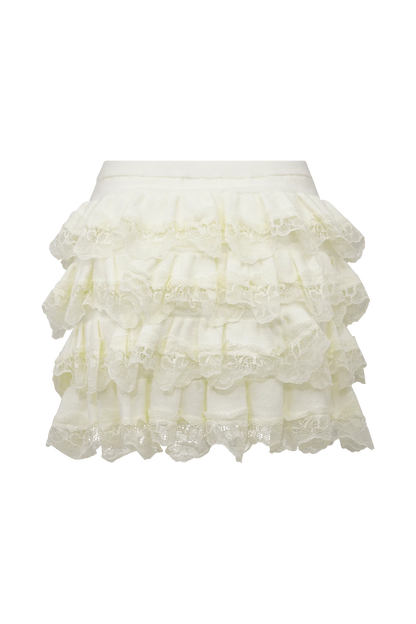 Margaret Lace Ruffle Mini Skort Cream