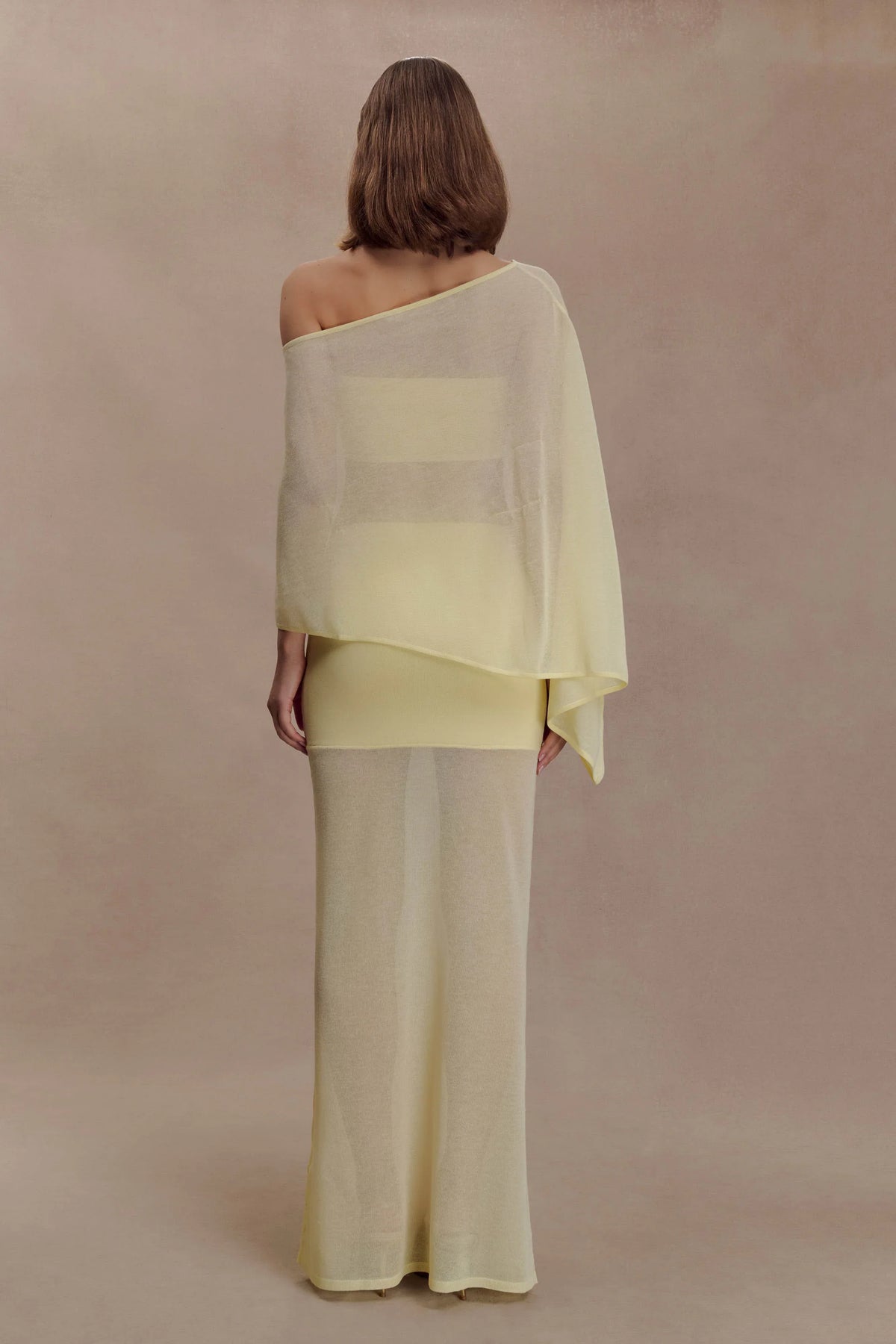 Lyra Sheer Knit Cape Lemon