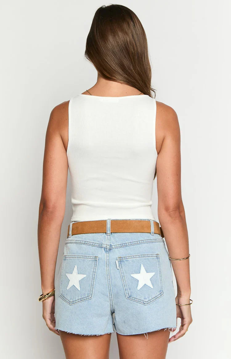 Suzie White USA Embroidered Tank Top