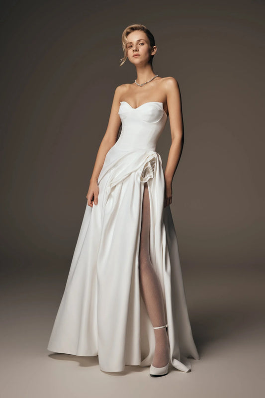 Elizabeth Strapless Corset Maxi Dress White