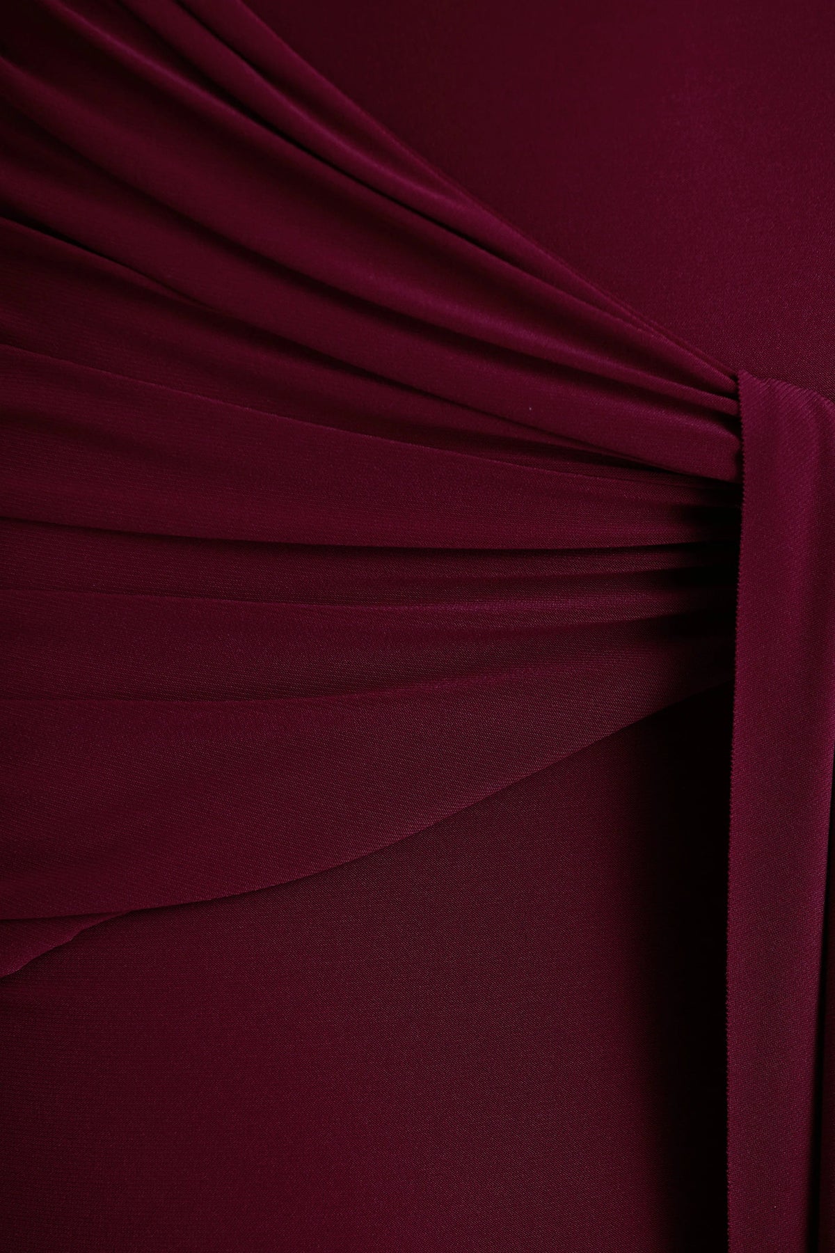 Pietra Berry High Neck Long Sleeve Knot Maxi Dress