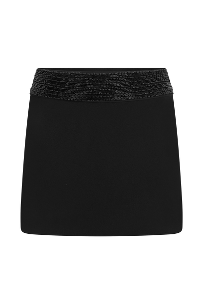 Emilia Beaded Waistband Mini Skirt Black