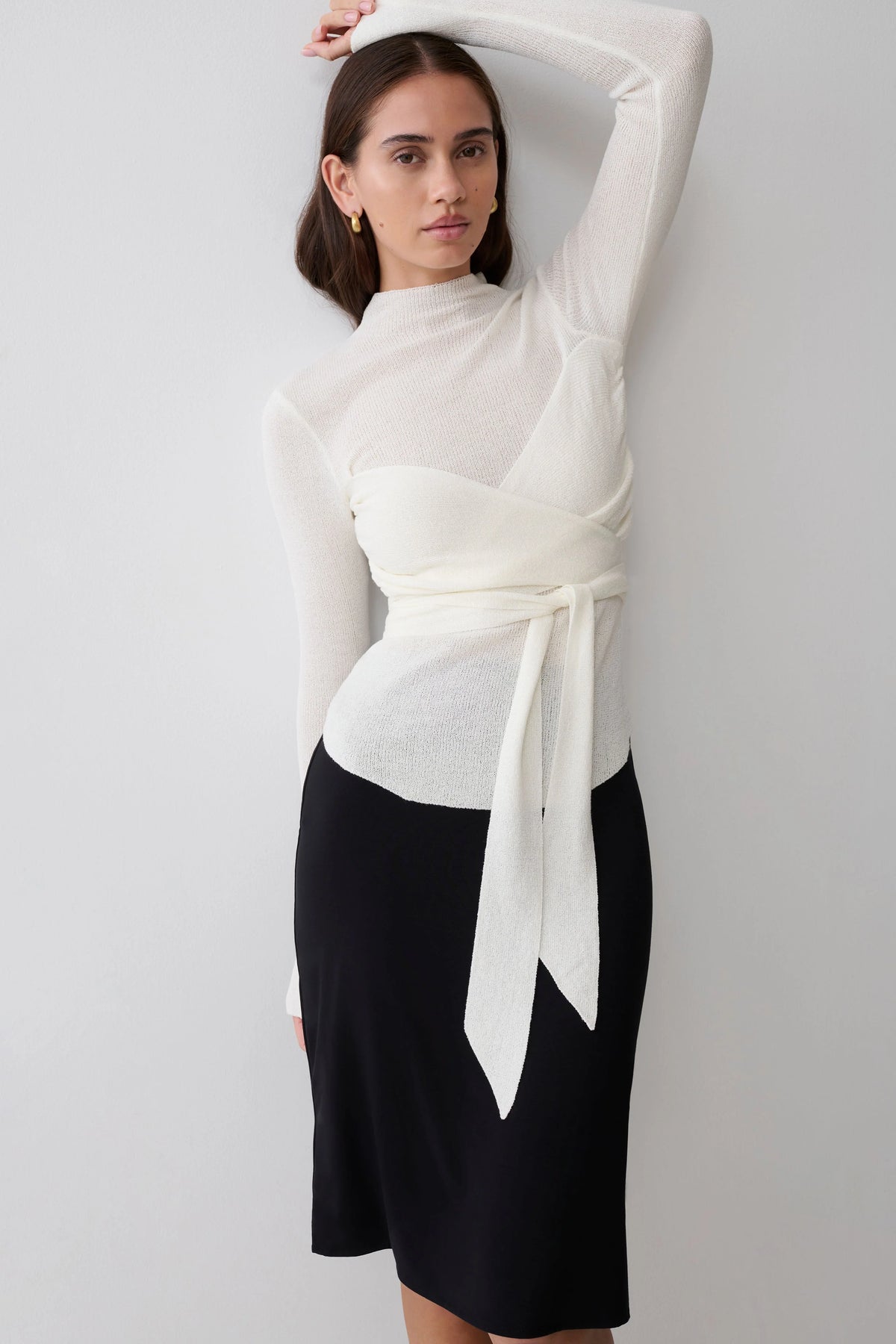 Lawson Wrap Knit Long Sleeve Top White