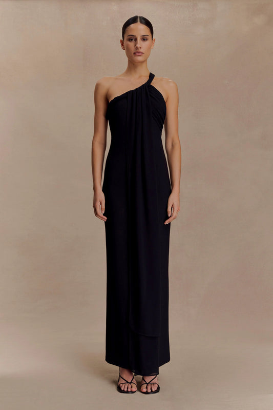 Philippa Knotted Crepe Maxi Dress Black