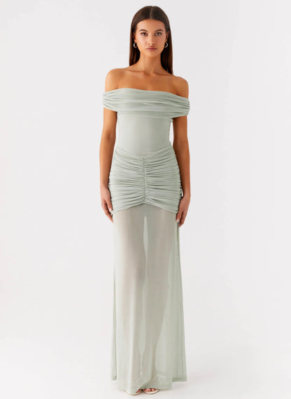 Eyllin Off Shoulder Maxi Dress Sage
