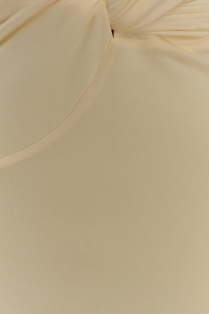 Stella Draped Slinky Maxi Dress Pale Lemon