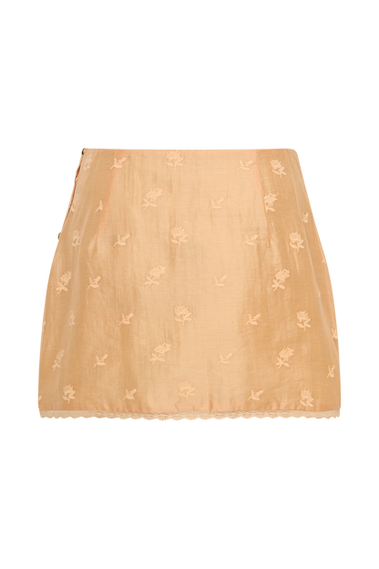 Vivian Embroidered Mini Skirt Orange