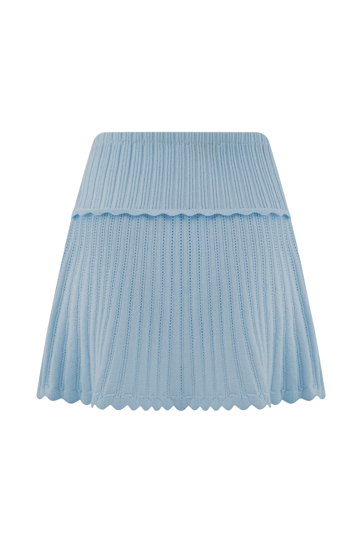 Indy Pointelle Knit Mini Skirt Cornflower Blue