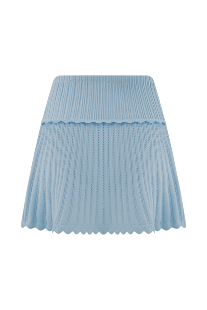 Indy Pointelle Knit Mini Skirt Cornflower Blue