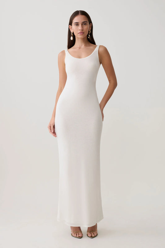 Gwenaelle Scoop Neck Jersey Maxi Dress White