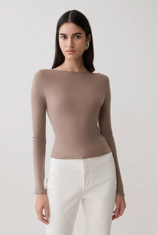 Coraline Long Sleeve Sheer Top Neutral
