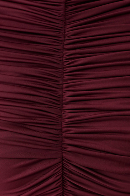 Linh Slinky High Neck Gathered Top Mahogany