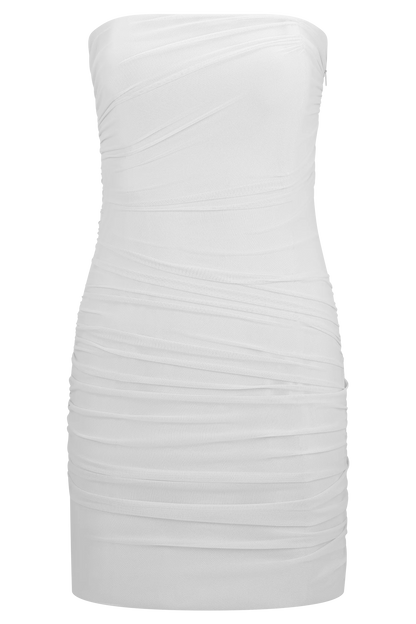Jianna Strapless Mesh Mini Dress White
