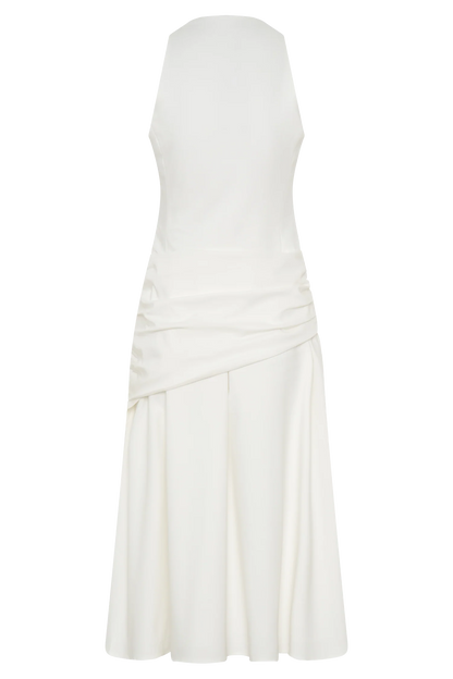 Emily Wrapped Waist Midi Dress White