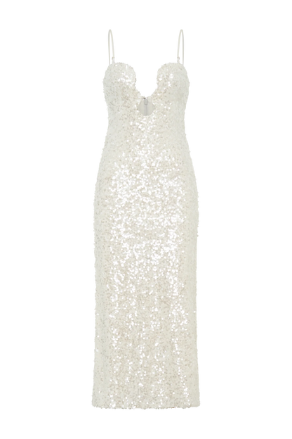 Makari Sequin Maxi Dress White