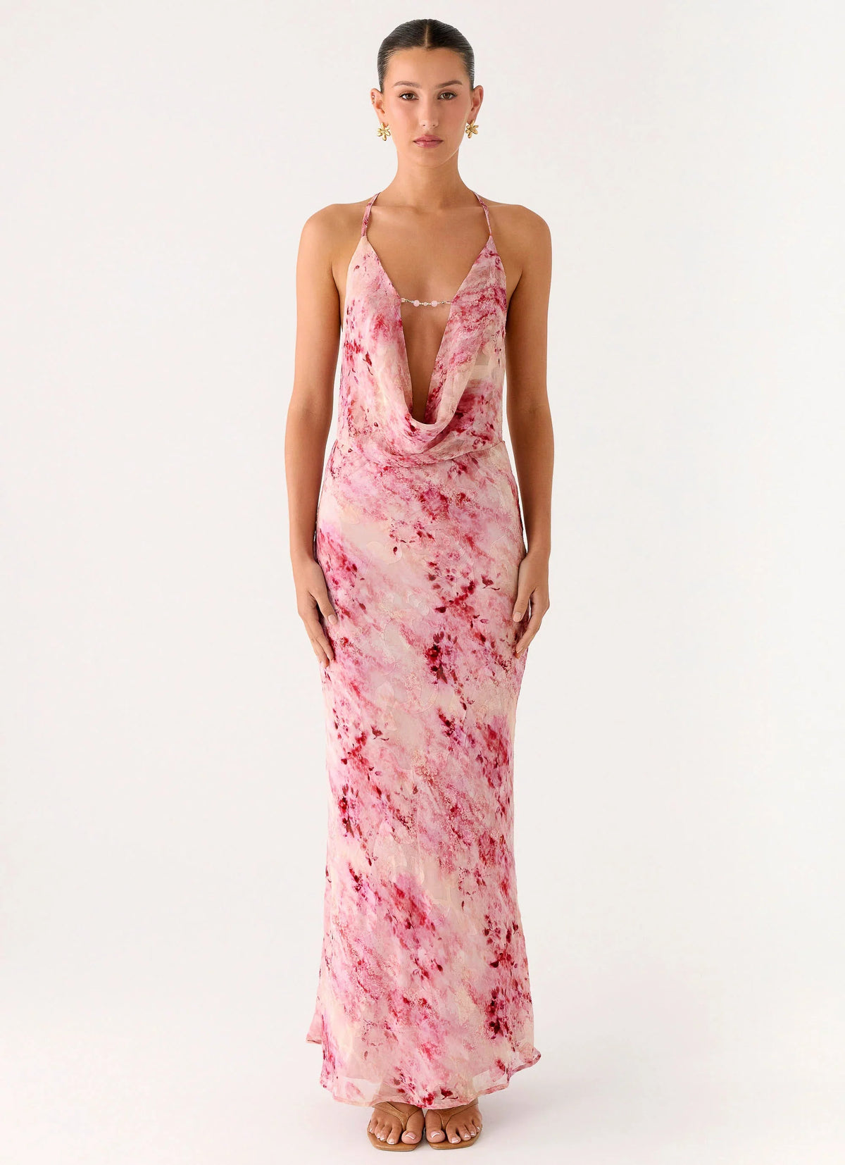 Pure Heart Cowl Maxi Dress Pink