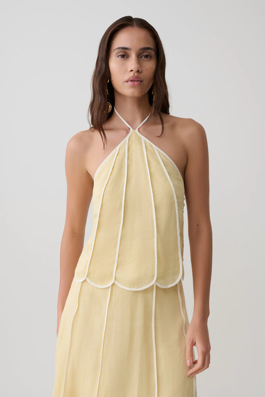 Georgia Panelled Halter Sleeveless Top Butter