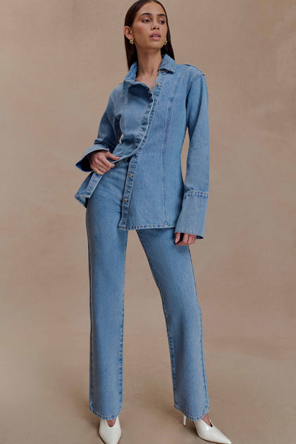Janine High Waisted Straight Leg Jeans Classic Blue