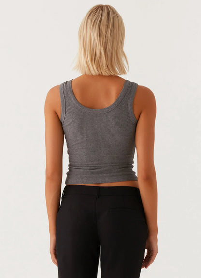 Signature Tank Top Dark Grey Marle