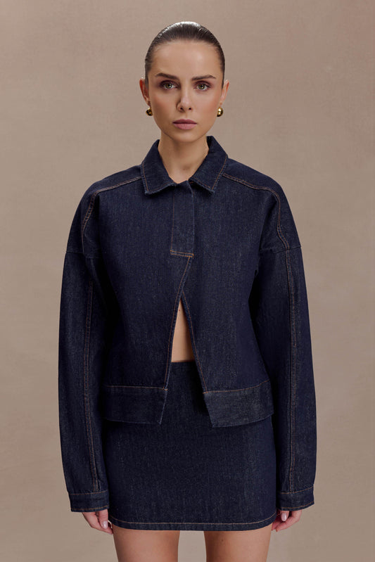 Olandria Oversized Jacket Top Washed Indigo Blue