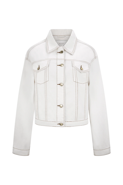 Kirra Cinched Denim Jacket White
