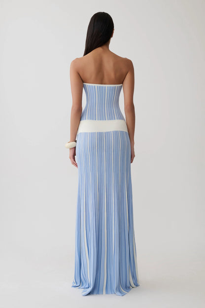 Joyce Stripe Maxi Knit Dress Blue