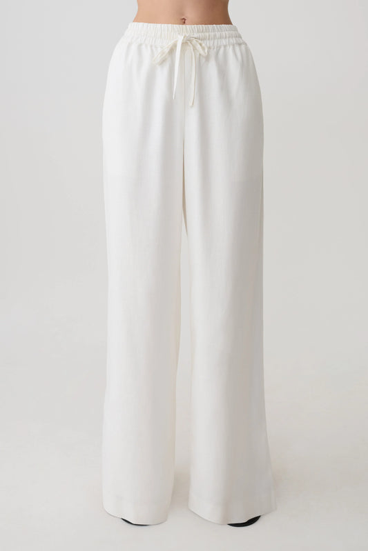 Selena Linen Straight Leg Pant White