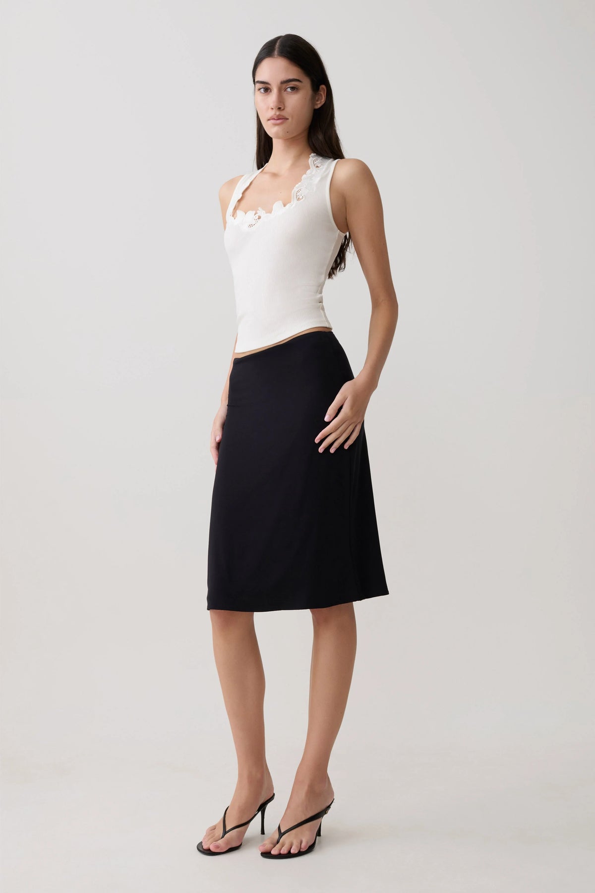 Greer Knee Length Skirt Black