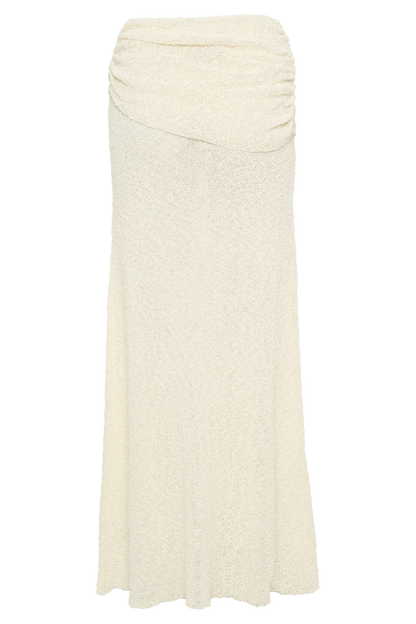 Petra Ruched Knit Maxi Skirt Ivory