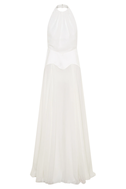 Susan Chiffon Halter Maxi Dress Ivory