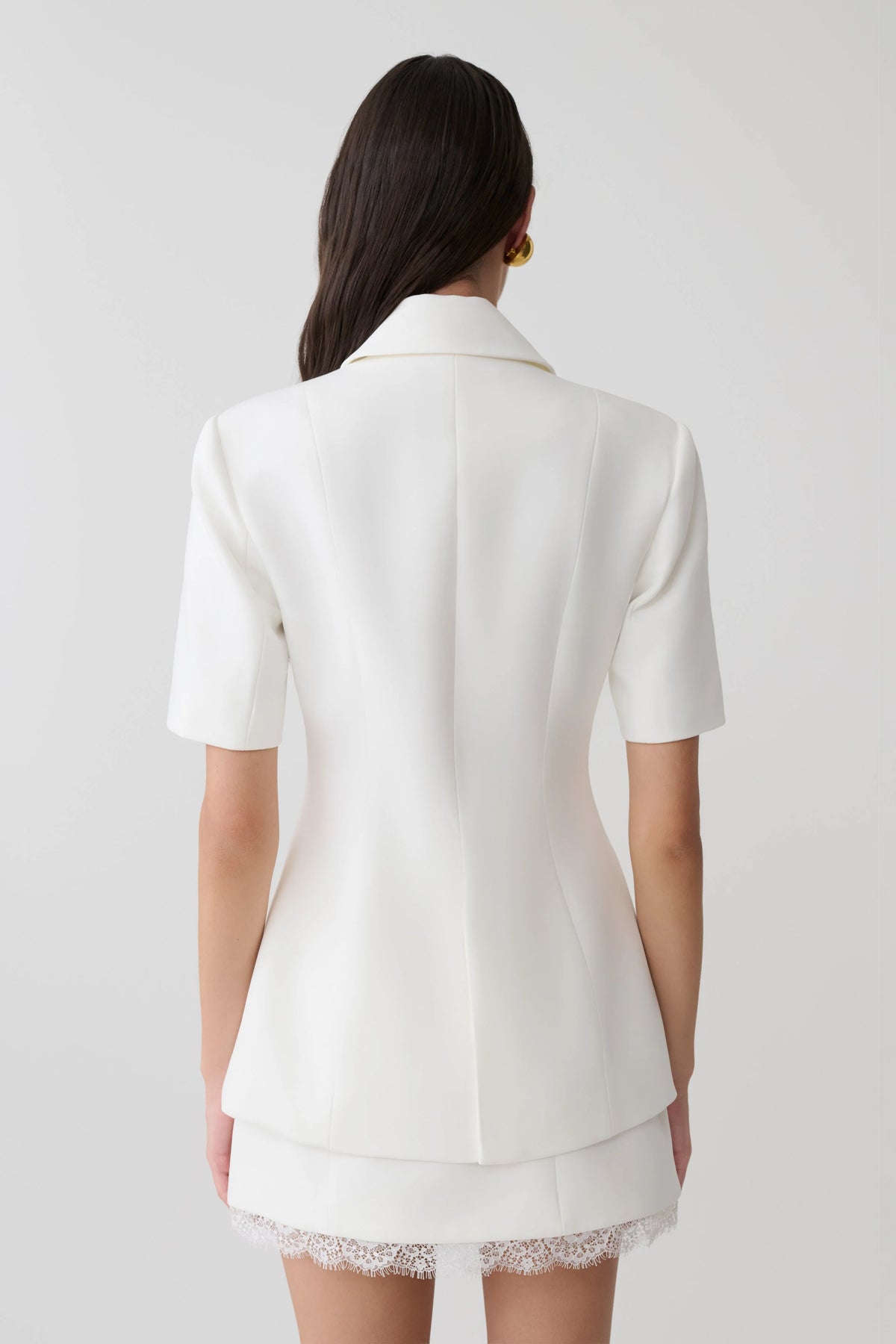 Ariella Button Up Short Sleeves Top White