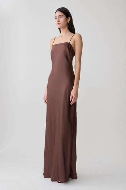 Martinne Chiffon Cape Maxi Dress Mocha