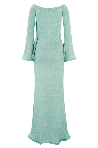 Sandrine Lurex Knit Maxi Dress Aqua