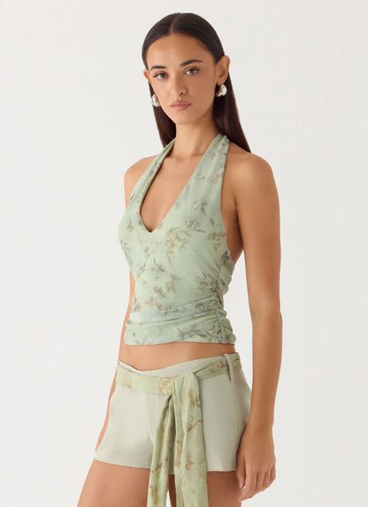 Talk Too Much Halter Top Wispy Fern