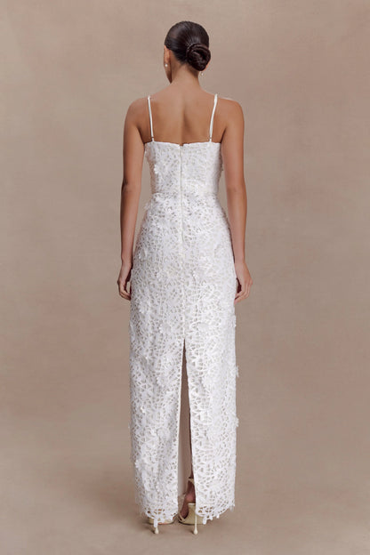 Josefa Sequin Lace Maxi Dress White