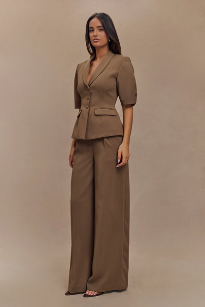 Faith Suiting Wide Leg Pant Cacao Brown