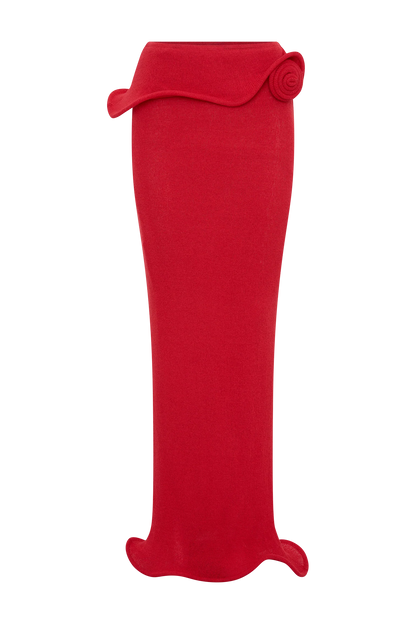 Samira Knit Wired Maxi Skirt Red