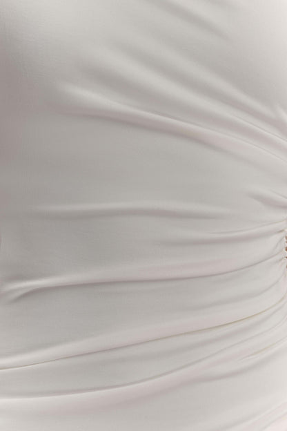 Chloe Peached Jersey One Shoulder Midi Dress Ivory
