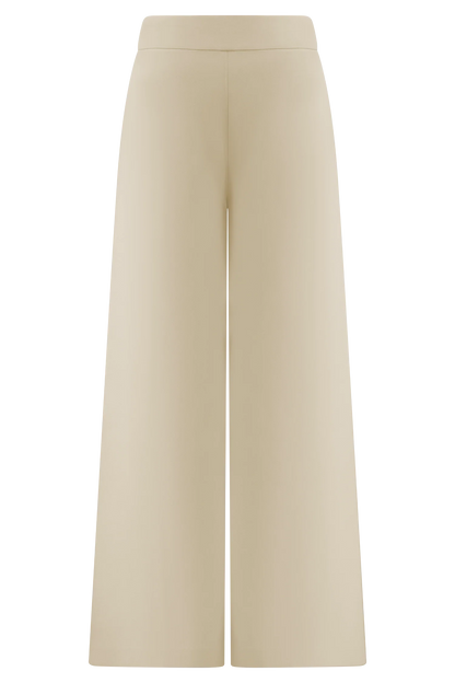 Raya Mid Rise Wide Leg Linen Pant Natural Beige