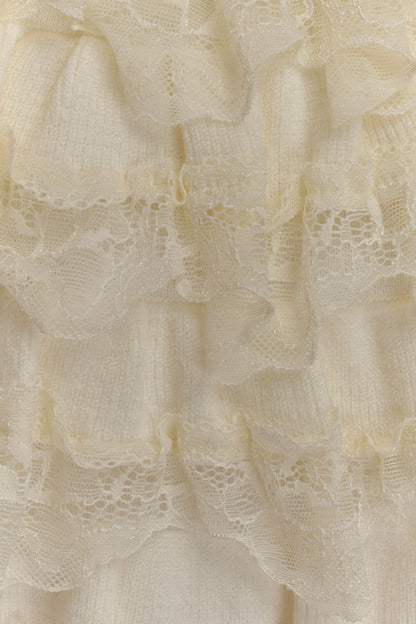 Margaret Lace Ruffle Mini Skort Cream