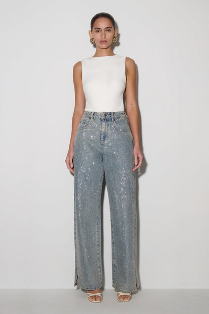 Tyla Diamante Denim Jeans Blue Green