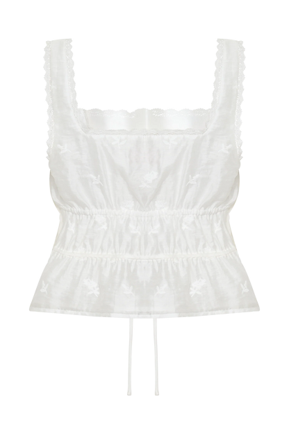 Vivian Embroidered Sleeveless Top White