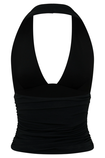 Peregrine Modal Gathered Halter Top Black