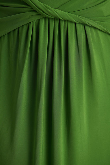 Hourglass Green Long Sleeve Twisted Maxi Dress With Split