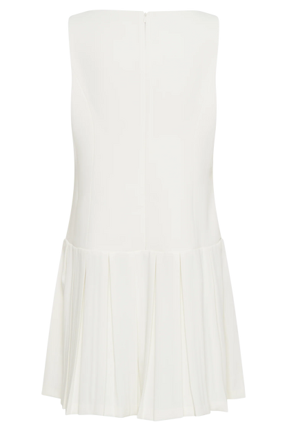 Mackenzie Sleeveless Pleated Mini Dress Ivory