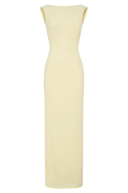 Galilea Crepe Draped Maxi Dress Lemon