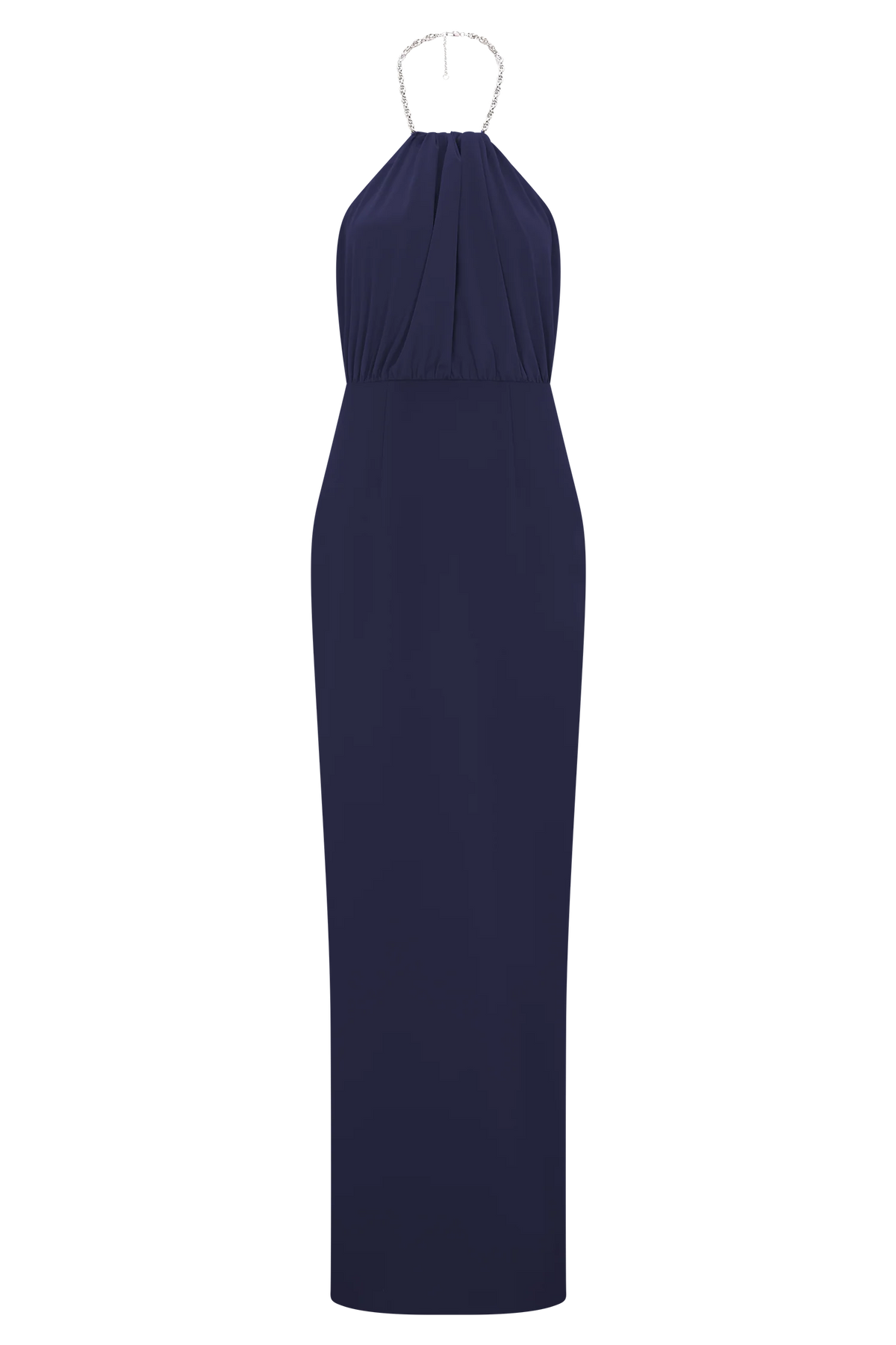 Elina Satin Necklace Maxi Dress Navy