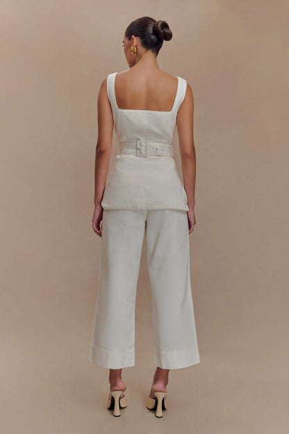 Kaitlyn Cropped Wide Leg Jeans White
