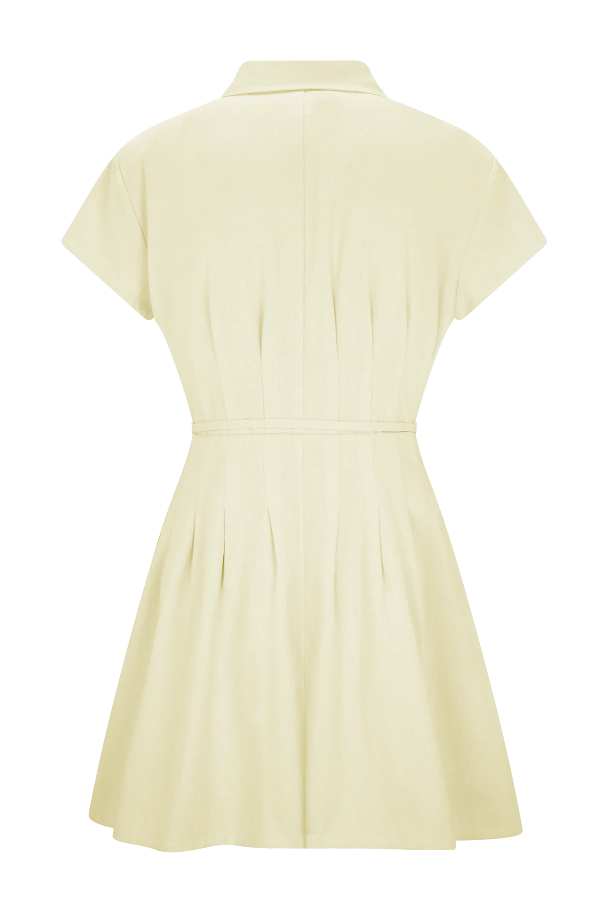 Aysha Buttoned Linen Mini Dress Lemon