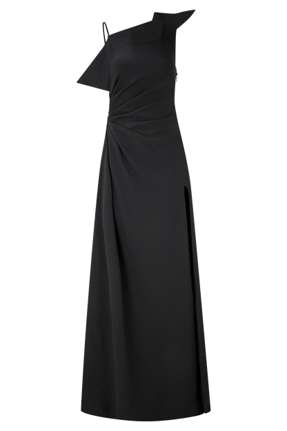 Adalyn One Shoulder Crepe Maxi Dress Black